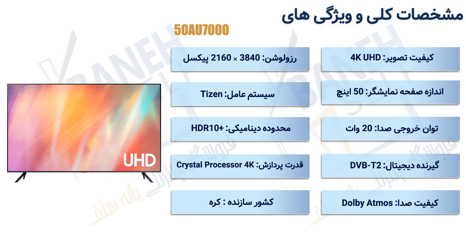 اینفوگرافیک-تلویزیون-هوشمند-4K-سامسونگ-50-اینچ-مدل-50AU7000