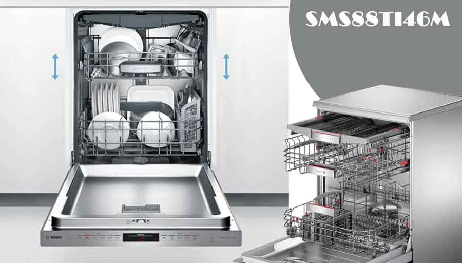 نمای داخلی ماشین ظرفشویی بوش SMS88TI46M و ویژگی های آن