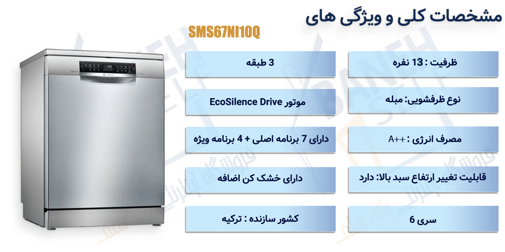 ماشین ظرفشویی بوش SMS67NI10Q